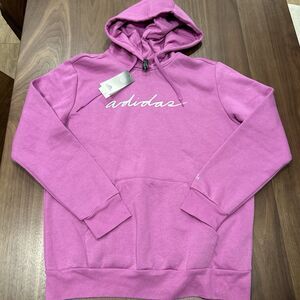 NWT Women Adidas Light Purple Cotton Hoodie Sweatshirt Size Cursive Size Large